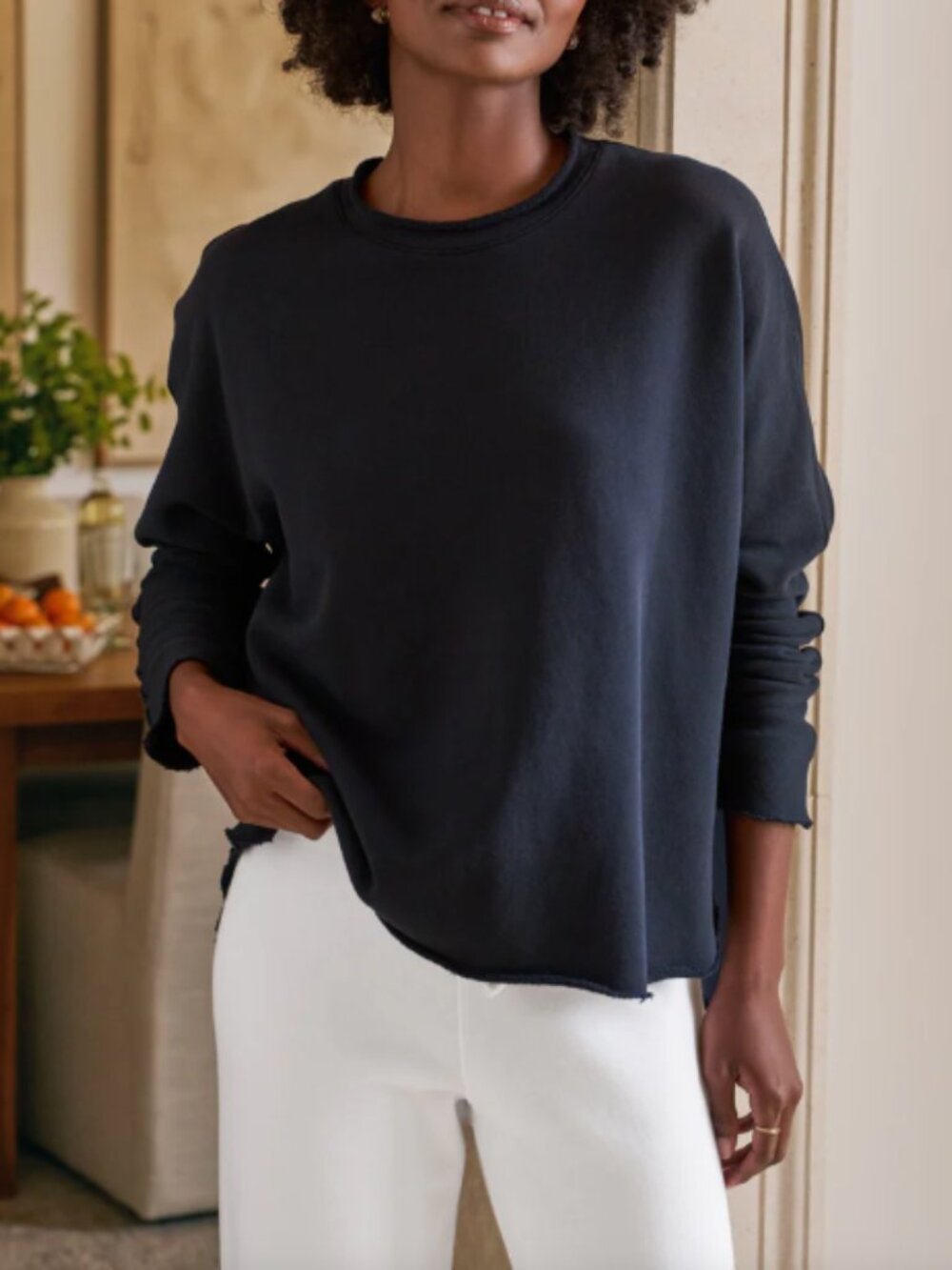 Frank & Eileen Anna Long-Sleeve Capelet Sweatshirt Navy Size S